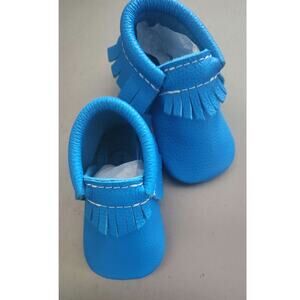 NIB Neon Blue Moccasin Baby Shoe 2